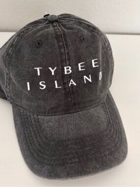 ESY Tybee Island Washed Black Embroidered Baseball Hat NWT